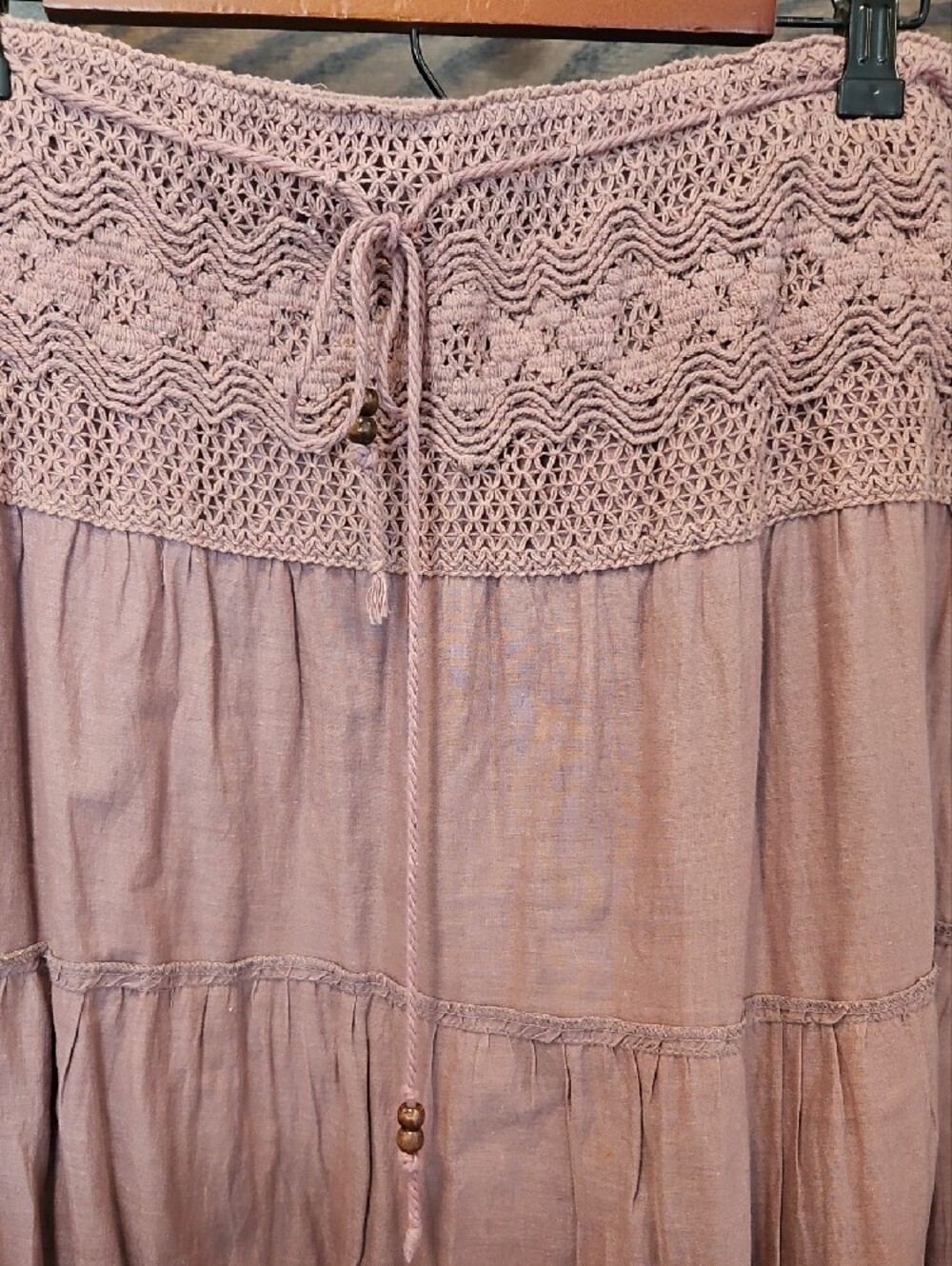 Boho Ombre Tiered Maxi Skirt - Pink Brown - Picture 2 of 4